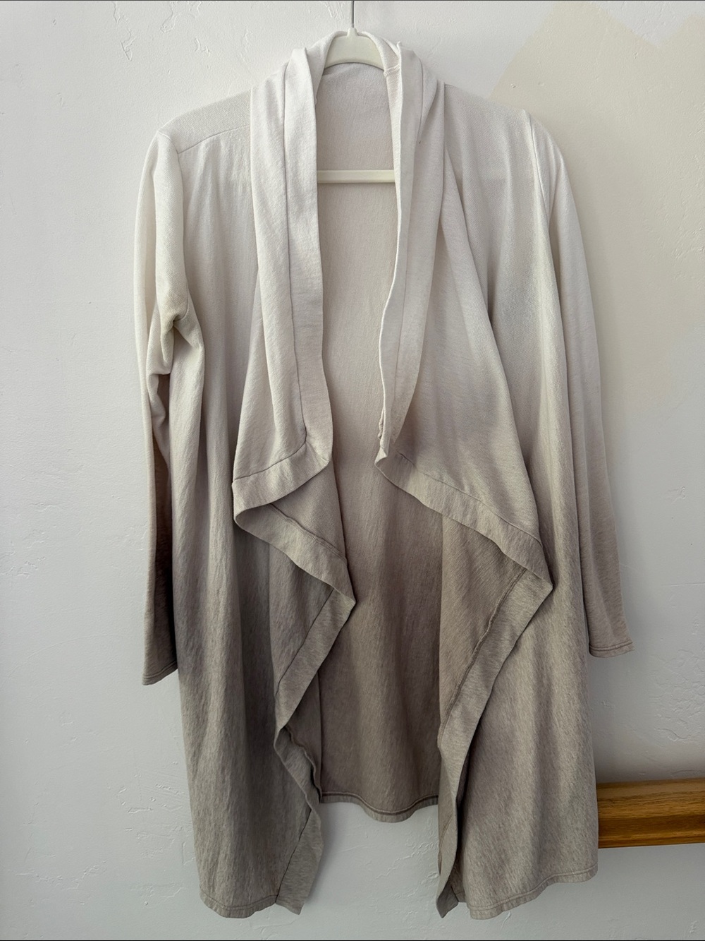 Women’s Cream to Taupe Ombre Drape Front Sweater Cardigan